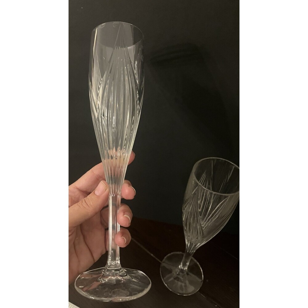 GORHAM PRIMROSE FINE CRYSTAL 9.25" CHAMPAGNE FLUTES, SET OF 2